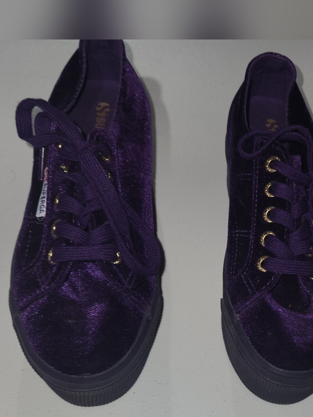 SuperGa Purple Velvet Lace-Up Platform Sneakers Size 6